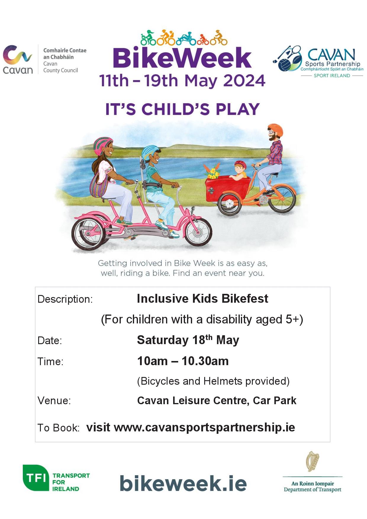 Inclusive Kids Bikefest (for children with a disability) Cavan